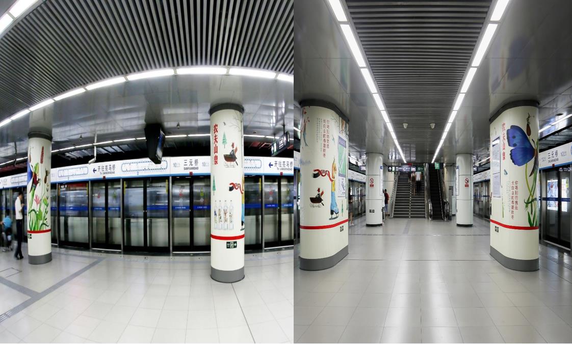 百乐博地铁广告-地铁站厅包柱